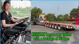 Beautiful Female Driver Huishan Buys A New Trailer With A Capacity Of 60 Tons Subles