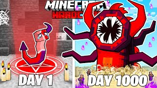 I Survived 1000 Days as a DEMON WORM in HARDCORE Minecraft! (Full Story)