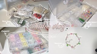 Studio vlog 01 *ੈ✩‧₊˚| Asmr bead unboxing + how to make a jewelry bracelet ✧.*