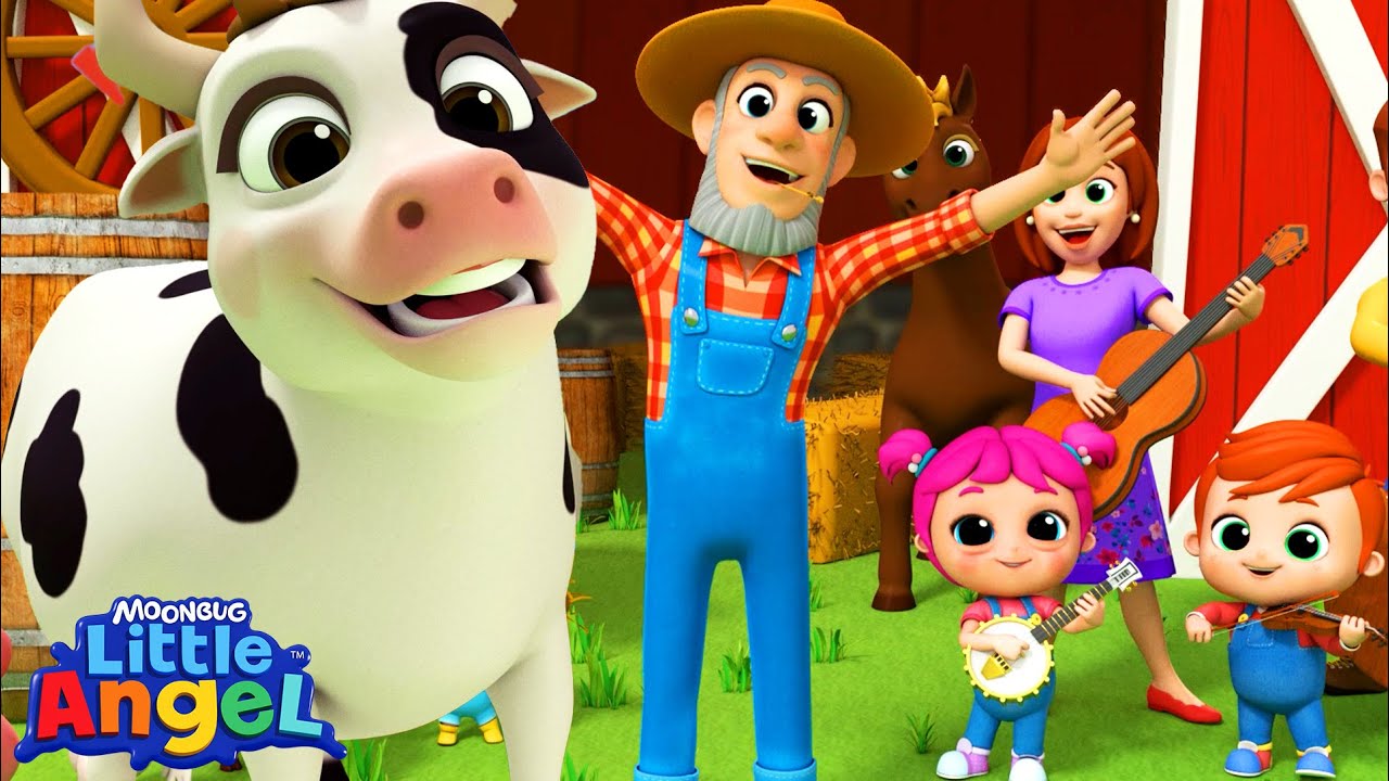 Old MacDonald Had A Cow | Animal Learning Videos | Little Angel Kids Songs & Nursery Rhymes