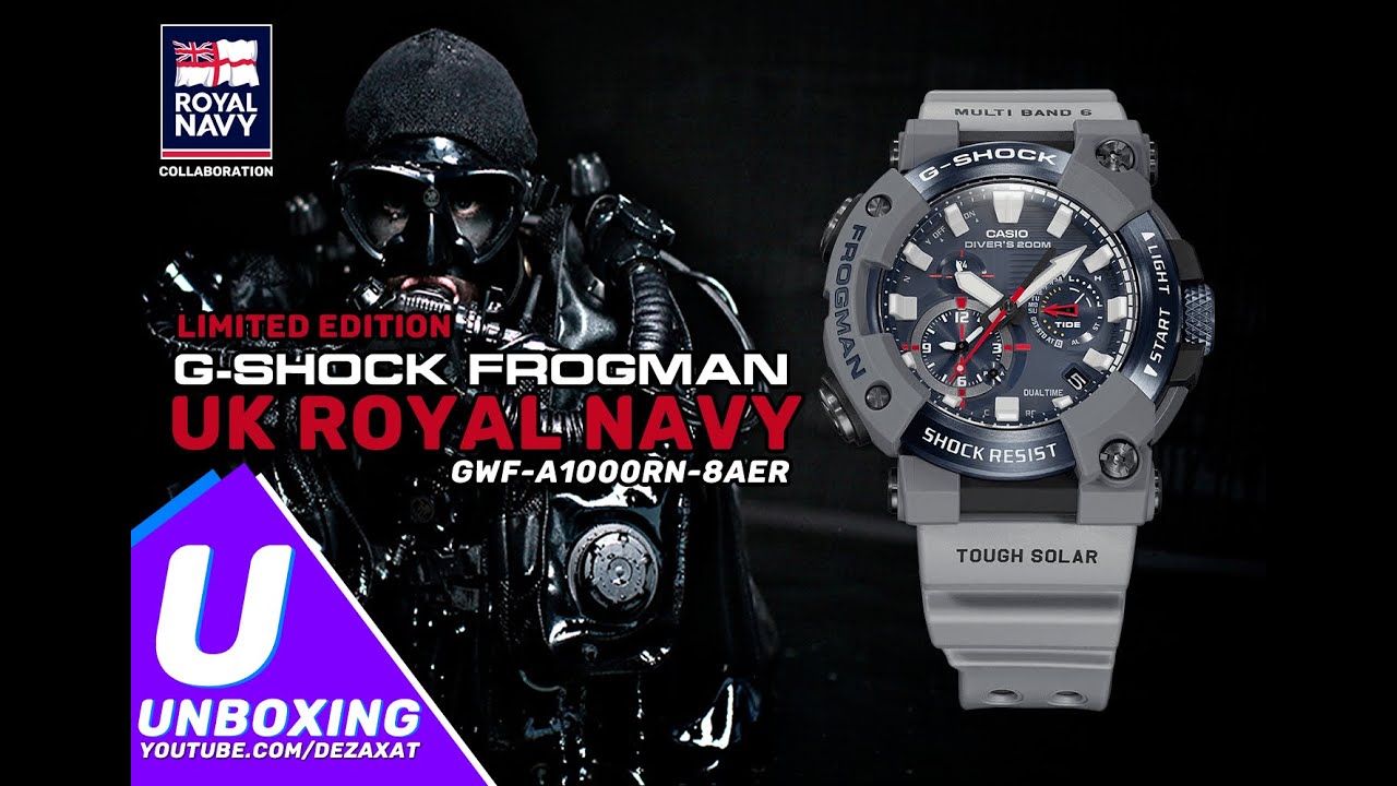 FULL Unboxing Casio G-Shock Frogman UK Royal Navy Collaboration Limited Edition GWF-A1000RN-8AER