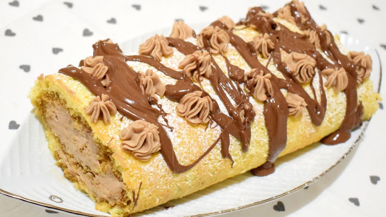 ROTOLO CON CREMA AL MASCARPONE E NUTELLA - dolci facili e veloci