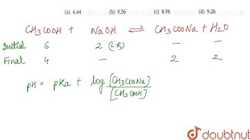 If 20 mL of 0.1 M NaOH is added to 30 mL of 0.2 M `CH_(3)COOH`(pK_(a)=4.74), the pH of the resul...