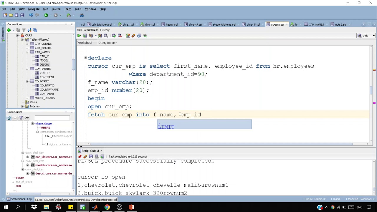 Explicit Cursors In Pl Sql Example Oracle Plsql Implicit Cursor Select Insert Update Youtube