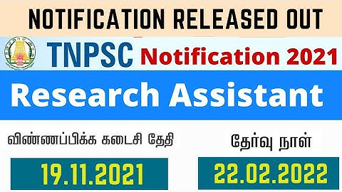 TNPSC Notification | Research Assistant in Evaluation & Applied Research Dept