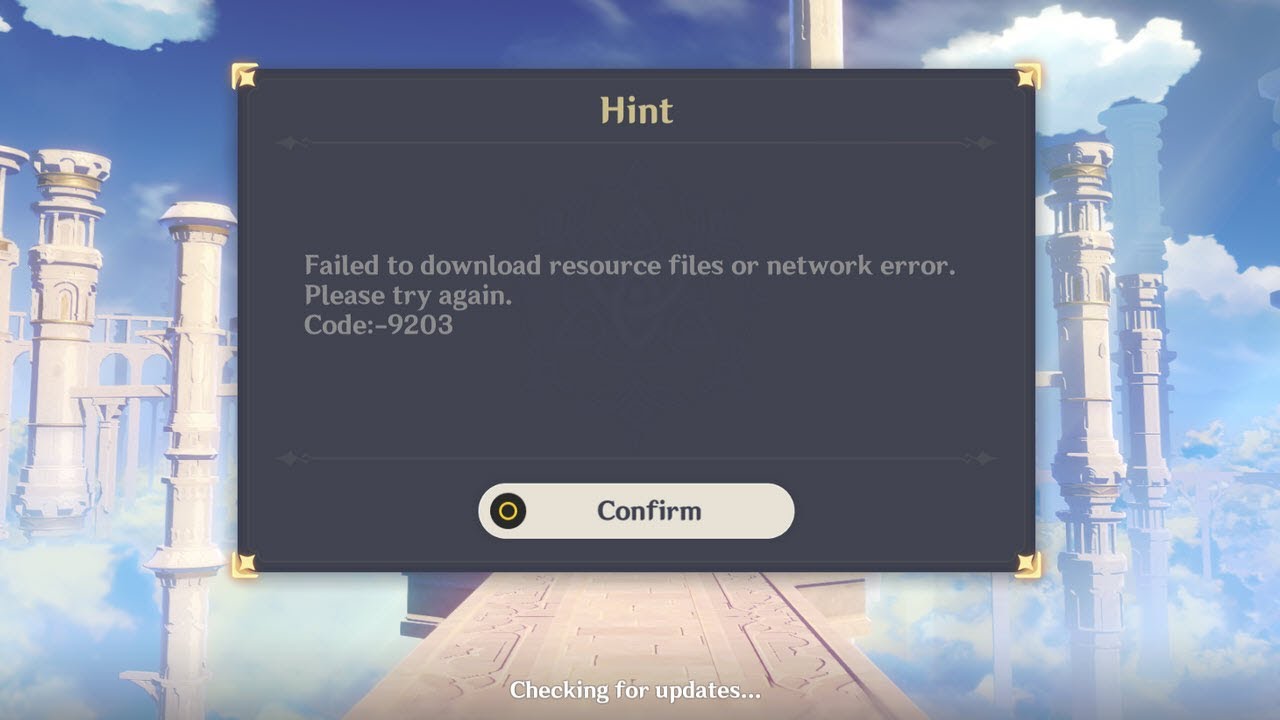 Fix Genshin Impact Error Code 9203 On Pc Failed To Download Resource Files Or Network Error Youtube