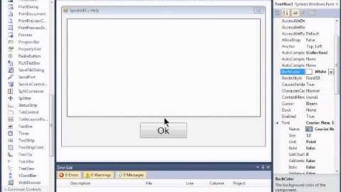 Visual Basic 2010 Express Tutorial 25 - Making A HelpBox Formatting Text & TextBox - SpeakABCs 9/11