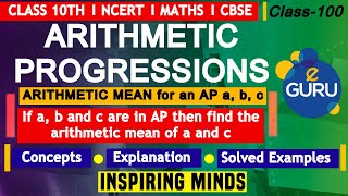 Class 10 maths chapter 5 Arithmetic Progression | Arithmetic Mean for AP a, b, c  | Class 10 AP