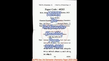 MJPRU bsc 3rd Semester Chemistry Paper 2023-2024