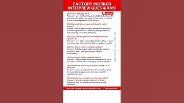 Factory Worker Interview Questions and Answer