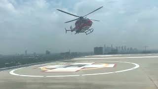 Memorial Hermann Life Flight landing with Critical patient who needed CPR performed on him