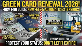 Green Card Renewal Process 2026: Form I-90 Guide, New Fees & Automatic Extensions!⁠ 