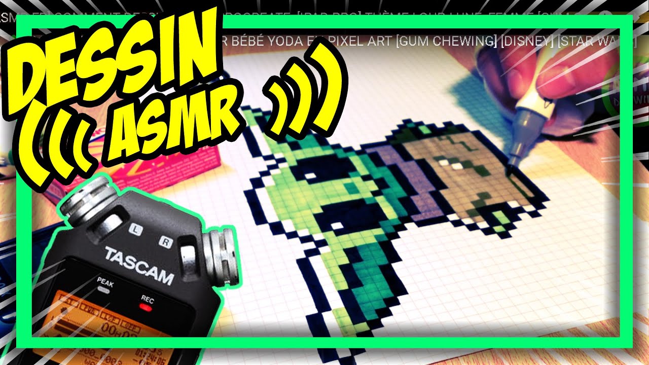 Asmr Fr Comment Dessiner Bebe Yoda En Pixel Art Gum Chewing Disney Star Wars Youtube