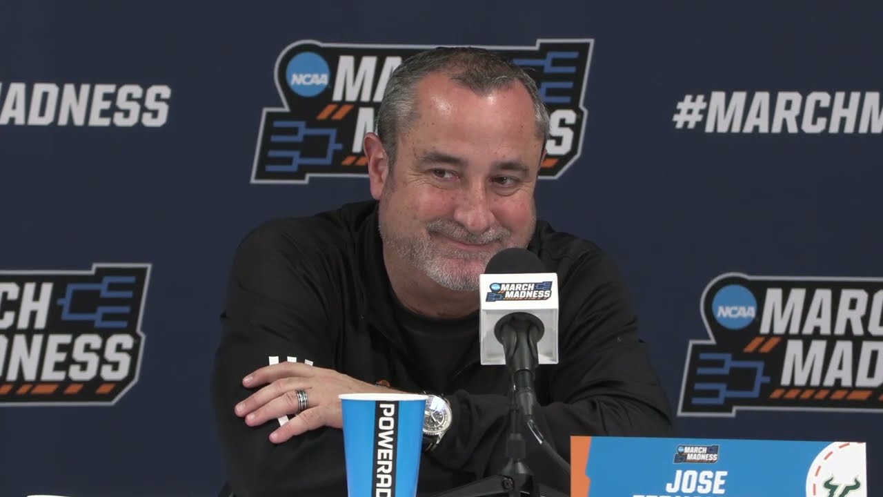 South Florida Coach Jose Fernandez, Mama Dembele, Sammie Puisis post-game vs. Lady Vols