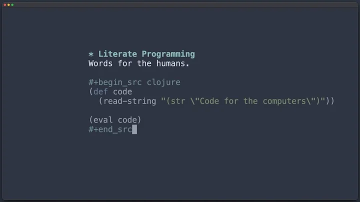 Using Emacs for Literate Programming with Clojure