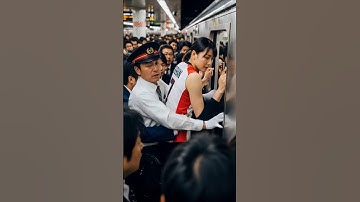 너무 붐벼요, 그만 미세요! とても混雑している、押すのをやめてください！Stop pushing.  #aiart #지하철 #1호선 #tallwoman #tallgirlfriend