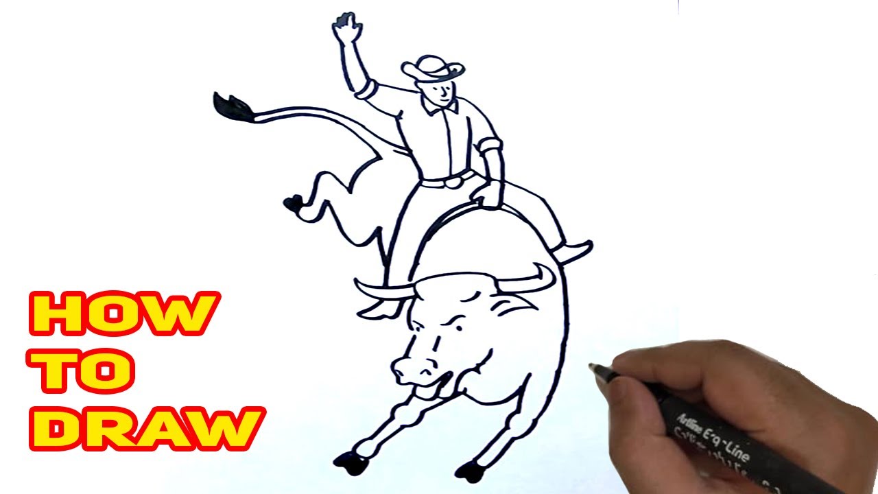 How To Draw A Bull Rider Ripon s Art YouTube
