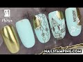 🎄💙Magical winter nail art in turquoise-gold shade (nailstamping.com)