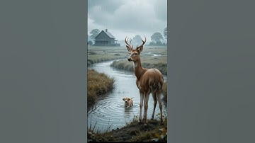 cute 🥰 puppy 🐶 rescue from water with deer 🦌 #shorts #shortvideo #subscribe #ytshorts