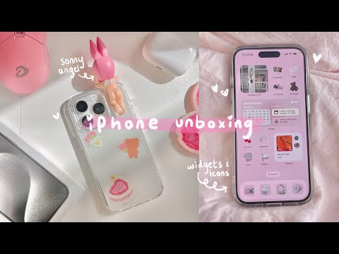 iphone 15 pro unboxing  accessories, & aesthetic setup ios 17 (white titanium)