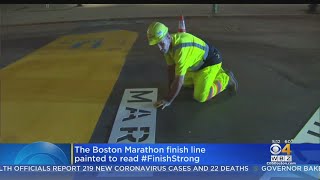 Boston Marathon Finish Line Painted To Say #FinishStrong