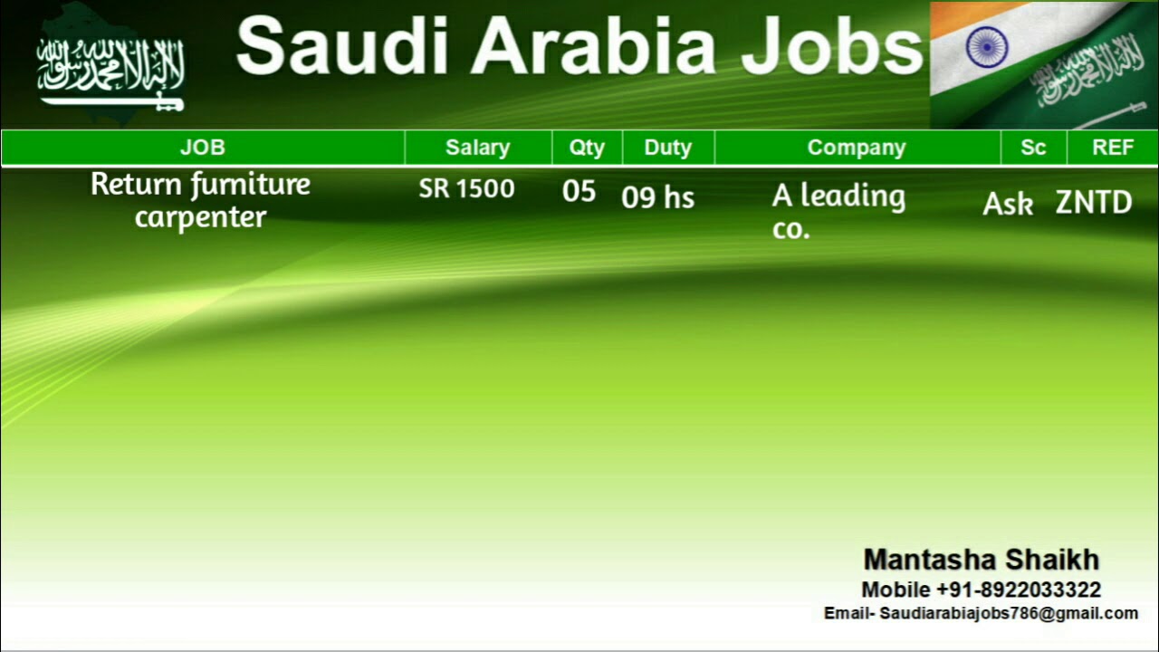 Return furniture carpenter Jobs In Saudi Arabia YouTube