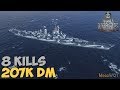 World of WarShips | Montana | 8 KILLS | 207K Damage - Replay Gameplay 1080p 60 fps