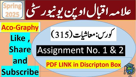AIOU Code 315 Solved Assignment No.1 & 2 Spring 2025 || Subject: Economics || Level: FA/I.Com