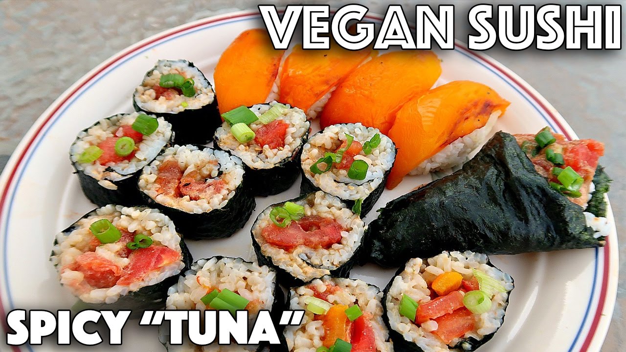 VEGAN SUSHI (Spicy "Tuna" Roll + Nigiri Sushi) - YouTube