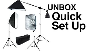 Pro 3 lights Photo Studio Video continuous softbox lighting kit boom stand light unboxing screenshot 5