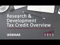 Kbkg 2019 webinar  research  development tax credit overview