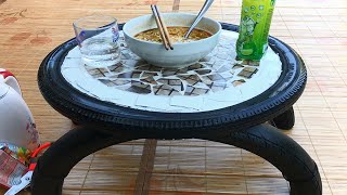 Mr Truyen / Amazing Technique Making Breakfast Tables From Tires And Ceramic Tiles