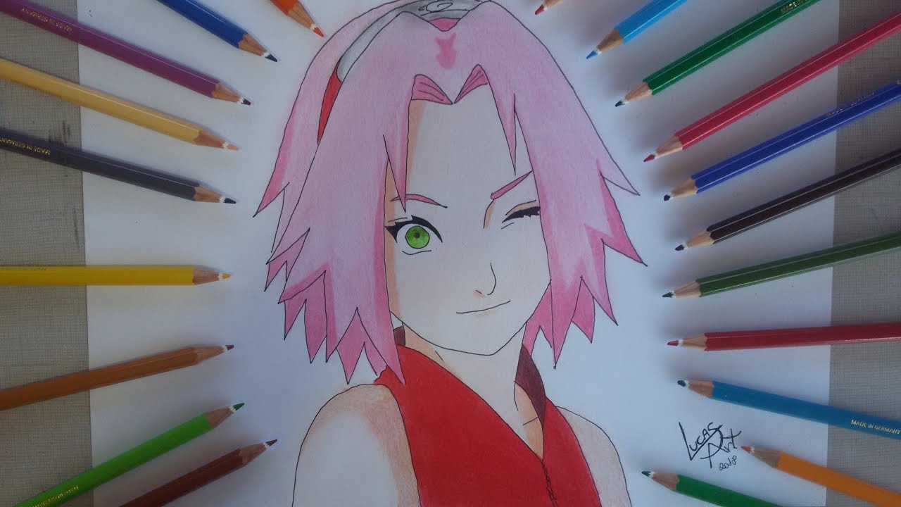 como desenhar a Sakura Haruno do anime naruto clássico passo a passo #
