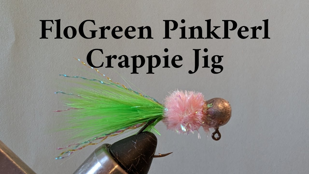 Hand Tied Crappie Jig - FloGreen with PinkPerl and Flash - YouTube