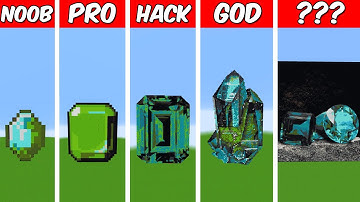 EMERALD Pixel Art Build in Minecraft ! Noob vs Pro vs Hacker vs God - Minecraft Animation