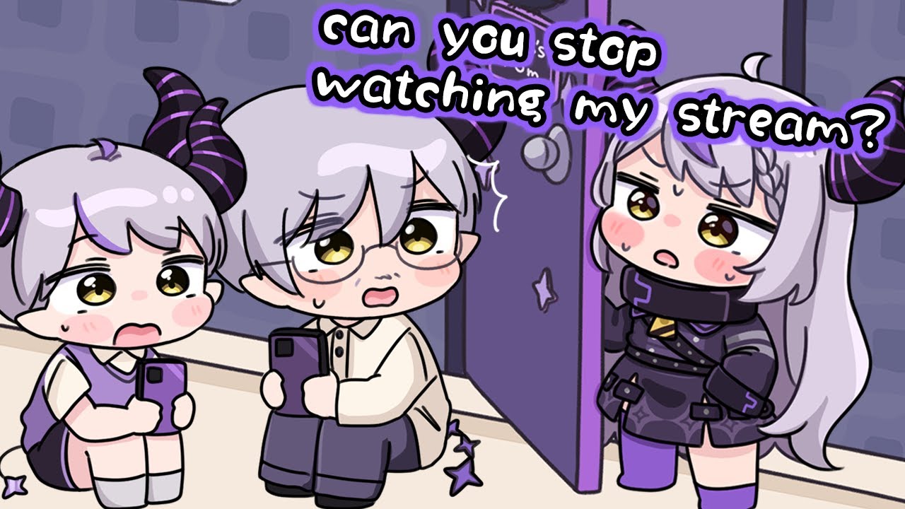 Laplus gets shy after noticing her brother and dad watching her stream [Animated Hololive/Eng sub]