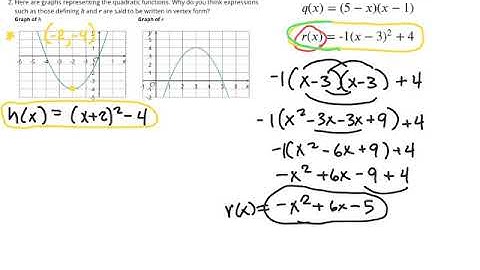 Unit 6, lesson 15, vertex form