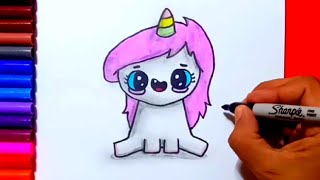 How to draw a cute unicorn easy | Zed cute drawings