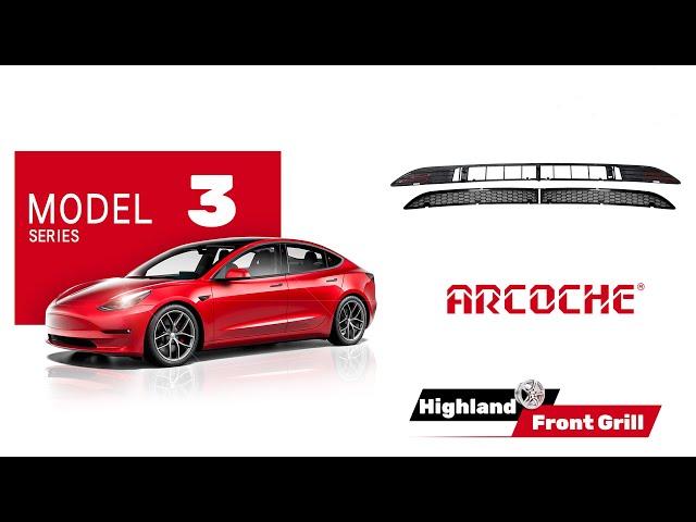 Segmented Front Grill Mesh Installation - Tesla 2024 Model 3 Highland  Accessory by Arcoche 