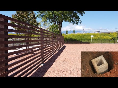 【DIY】角材横張りウッドフェンス 基礎あり/門扉/ゲートも How to Build a Simple Wooden Fence!