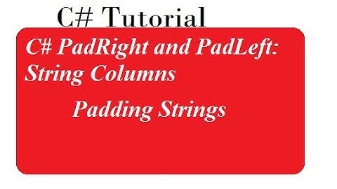 Padding Strings In C#