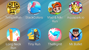 Temple Run,Stack Colors,Vlad & Niki Run,Aquapark io,Long Neck Run,Tiny Run,The Big Hit,Mr Bullet
