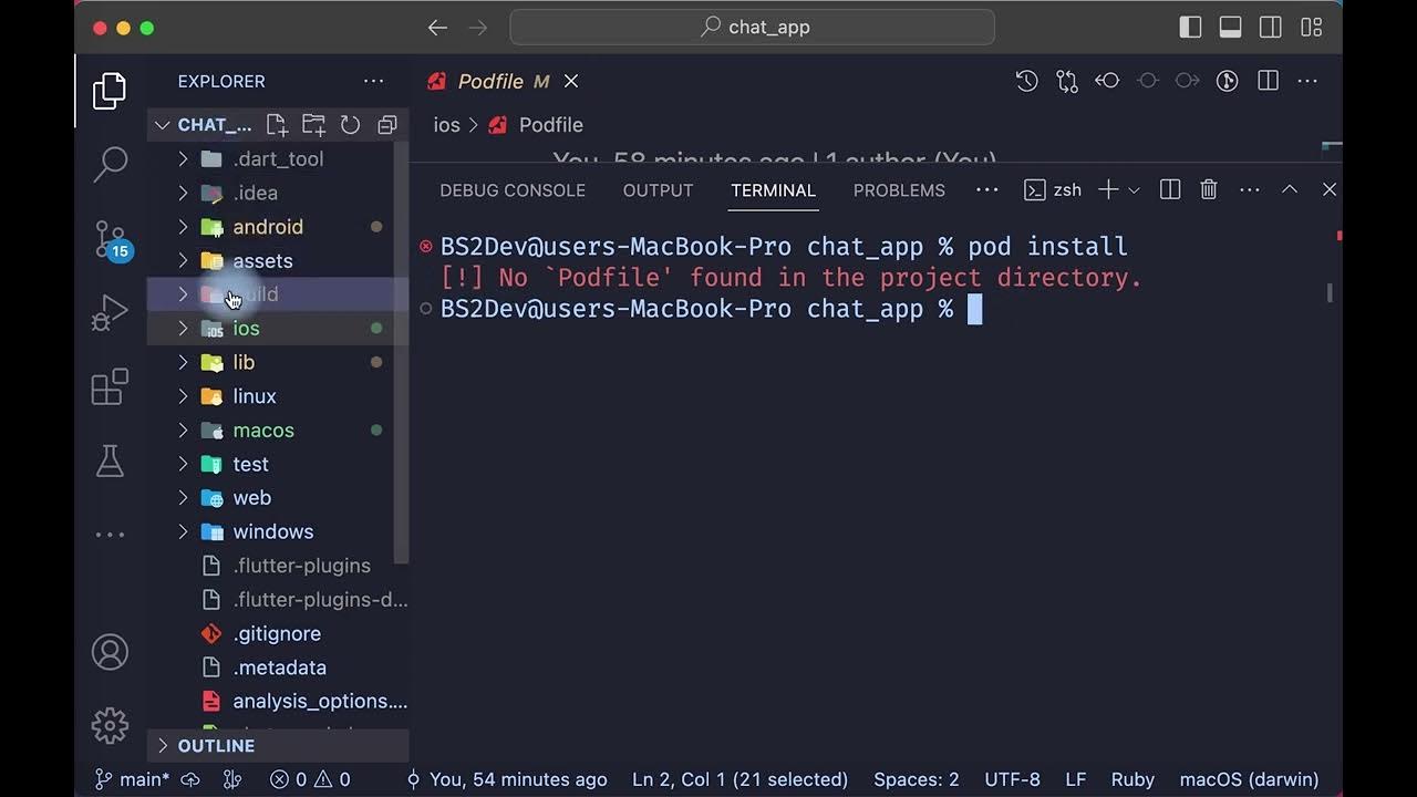 Flutter No `Podfile' found in the project directory YouTube
