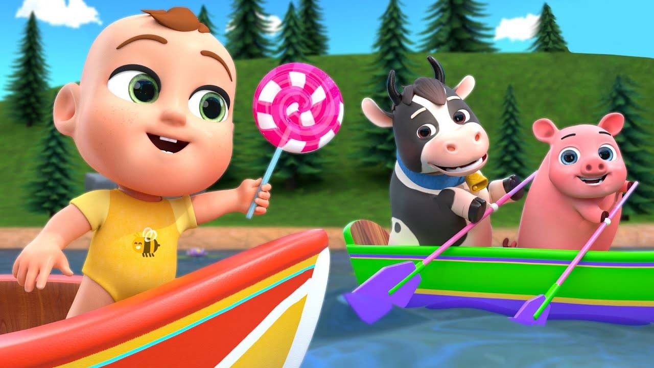 Row, Row, Row Your Boat (Animal Version) | Newborn Baby Songs & Nursery Rhymes