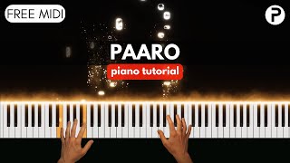 Paaro - Piano Tutorial | Cover | Instrumental | Karaoke | Free Midi | Aditya Rikhari
