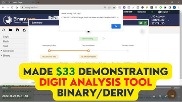 I MADE $33 DEMONSTRATING DIGIT ANALYSIS TOOL WITH DERIV/BINARY USING DIGIT ODD EVEN BINARY BOT