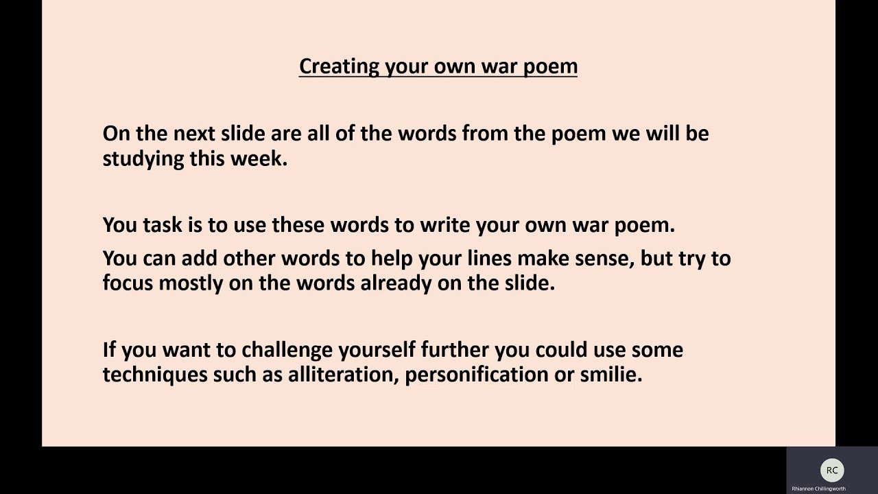 war poetry creative writing