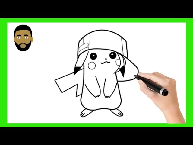 Desenho de Pikachu com bigode pintado e colorido por Demi o dia 17