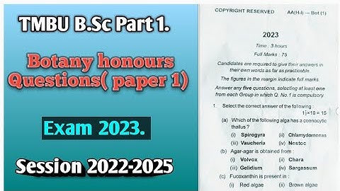 TMBU B.Sc part 1 Botany honours Questions( paper 1)exam 2023. session 2022-2025 #tmbu_latest_news