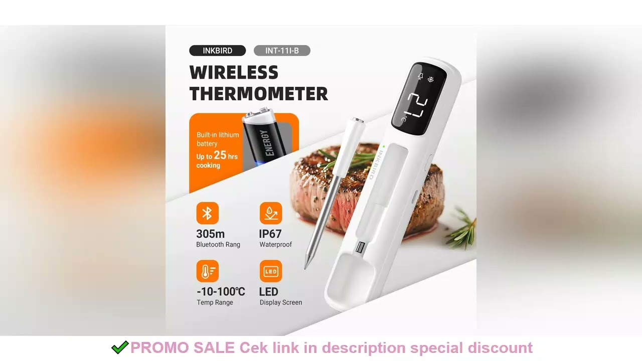 INKBIRD Bluetooth 5.4 BBQ Meat Thermometer, 1000ft Range, 1s Response, IP67 Waterproof, 26 Presets,